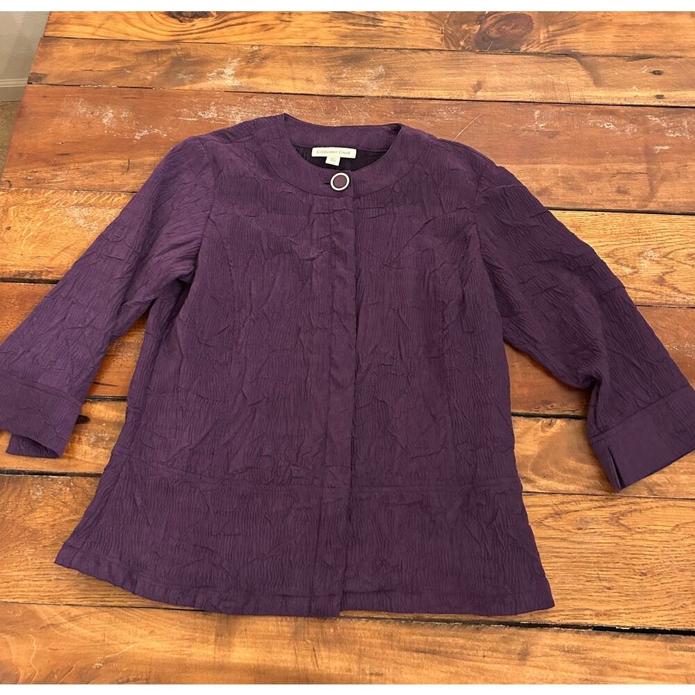 Coldwater Creek Crinkle Button Purple Blouse Size P10